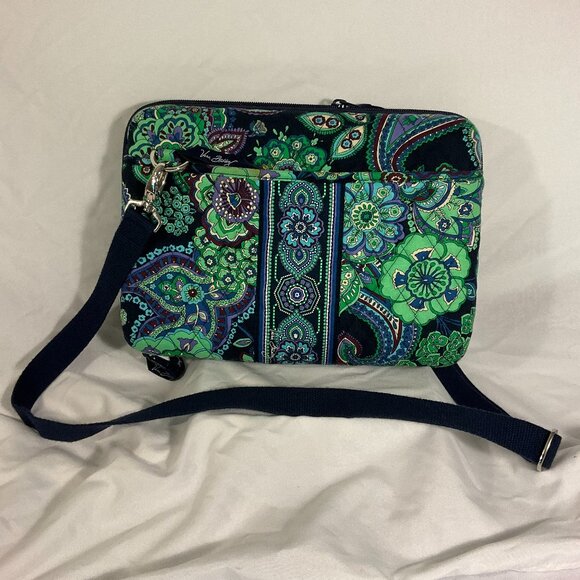 Vera Bradley Mini Laptop Hard Case with Shoulder Strap Blue Rhapsody New - Picture 1 of 8